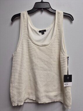 Simply Vera Vera Wang Women XL Ivory White Crochet Tank Top Blouse Boho NWT